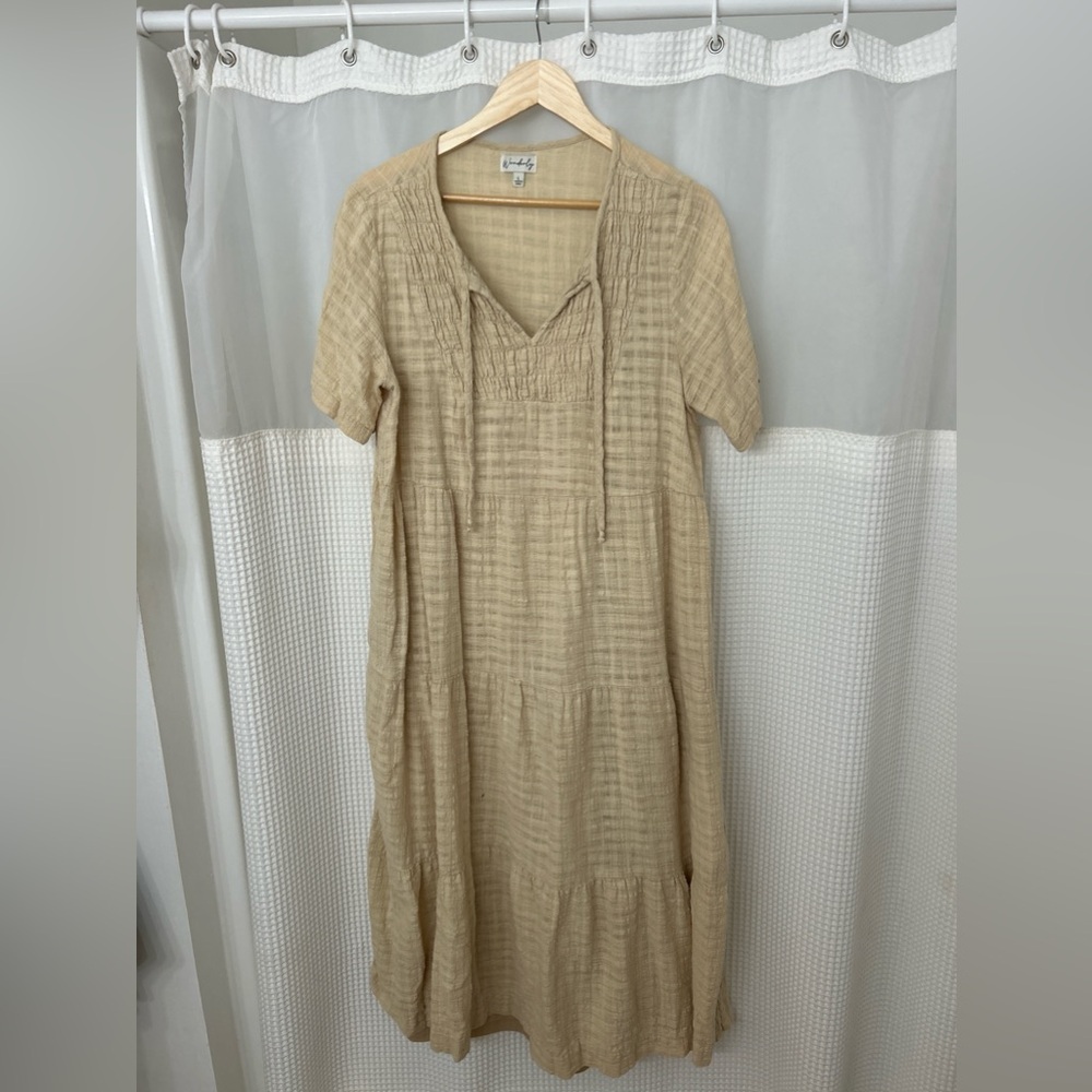Wonderly Beige Midi Dress – Effortless + Flowy